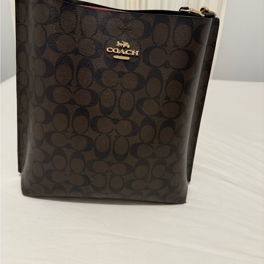 Coach Dark Brown Signature Shoulder Bag